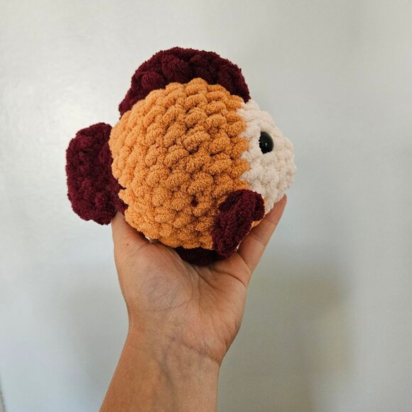 Crochet Fish White Red Maroon Stuffed Ready to Ship - Picture 1 of 1